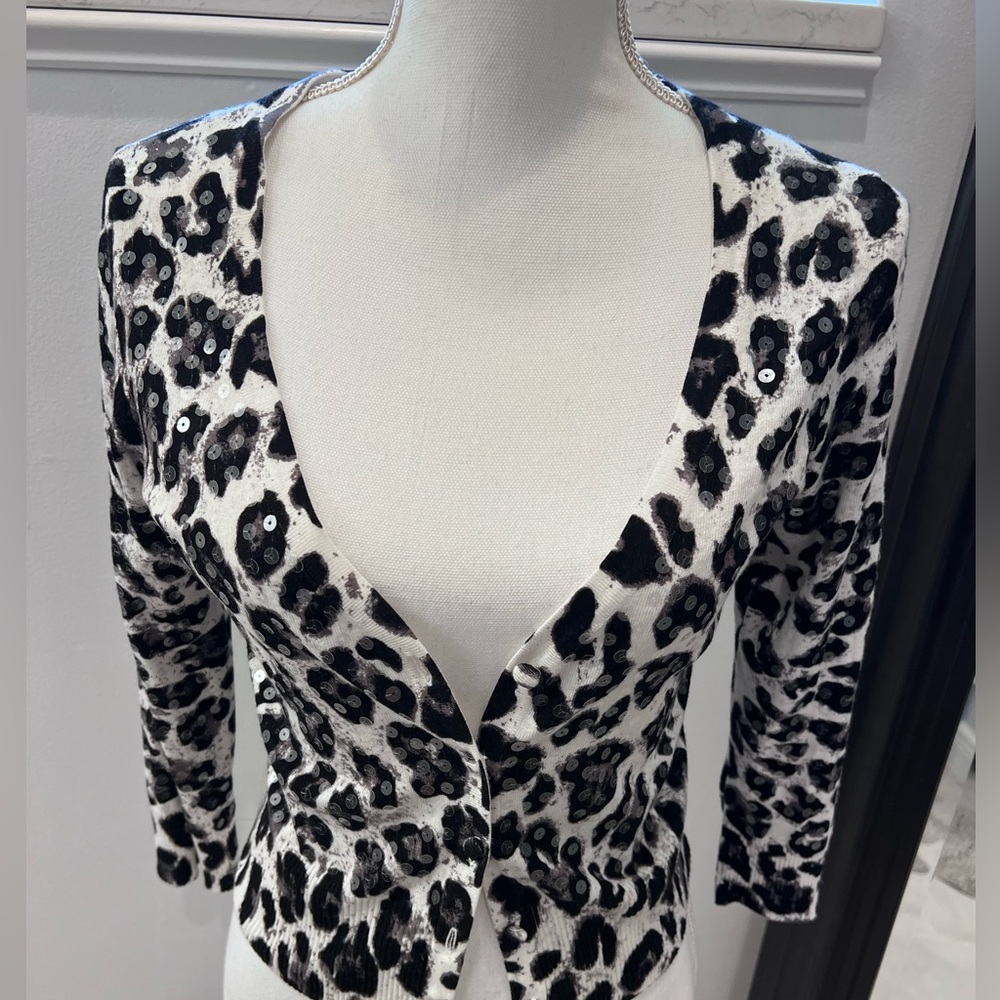 Leopard Sequin Print Cardigan